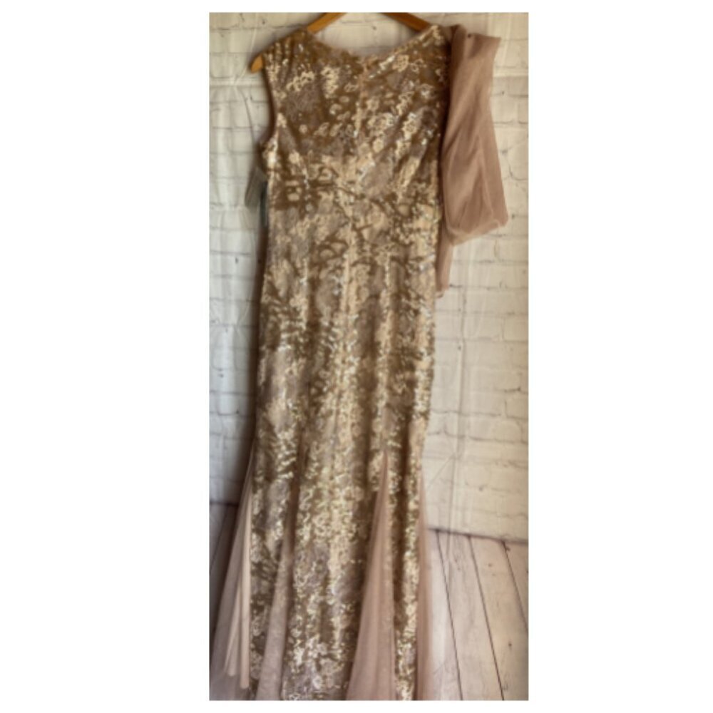 Alex Evenings Floral Embroidered Gown With Shawl - Picture 4 of 9